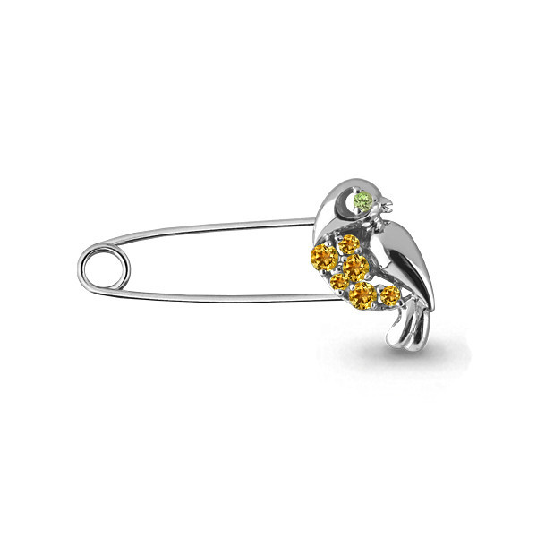 Брошь Aquamarine серебро с родием, хризолит цитрин, фауна 7272338.5