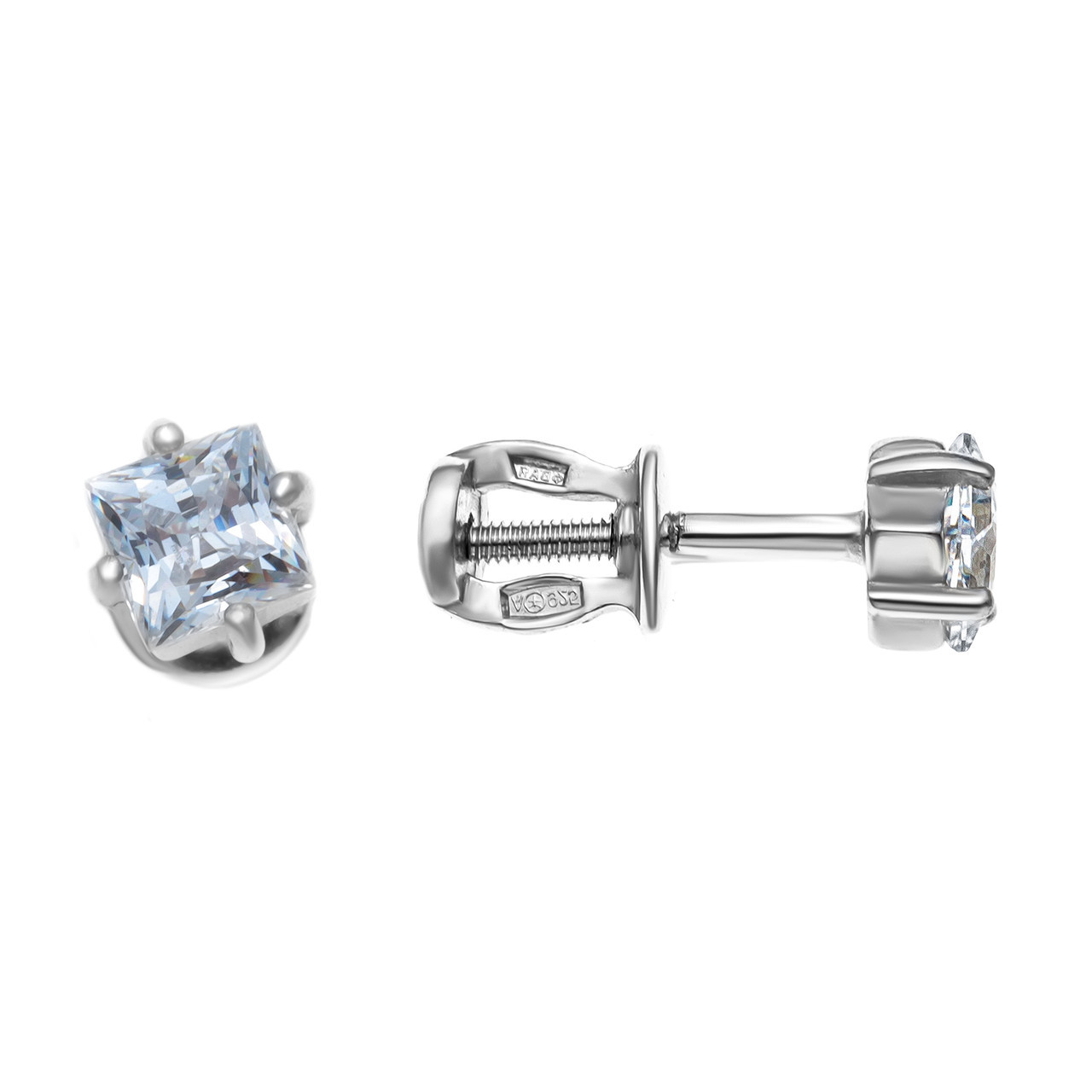 Серьги Aquamarine серебро с родием, фианит сваровски, "каратник" 42085.5