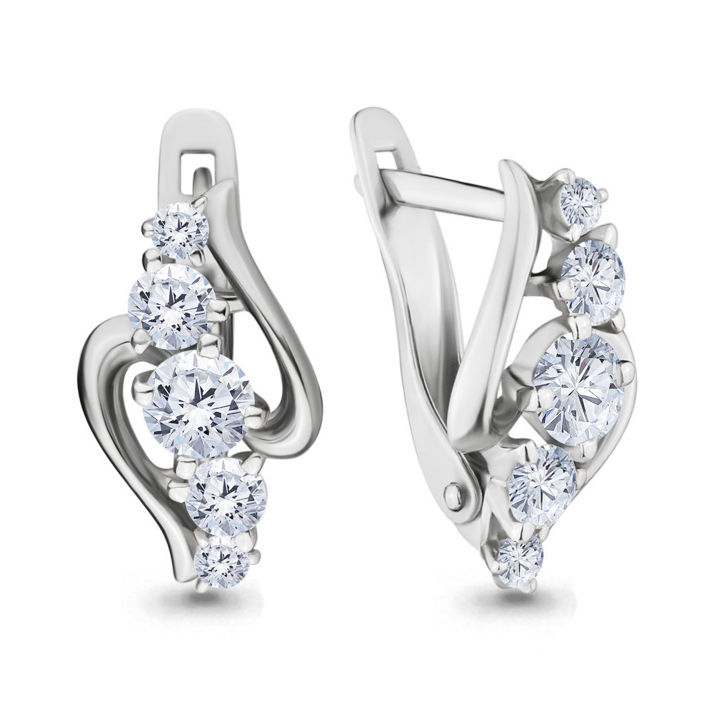 Серьги Aquamarine серебро с родием, фианит сваровски, дорожка 43531.5