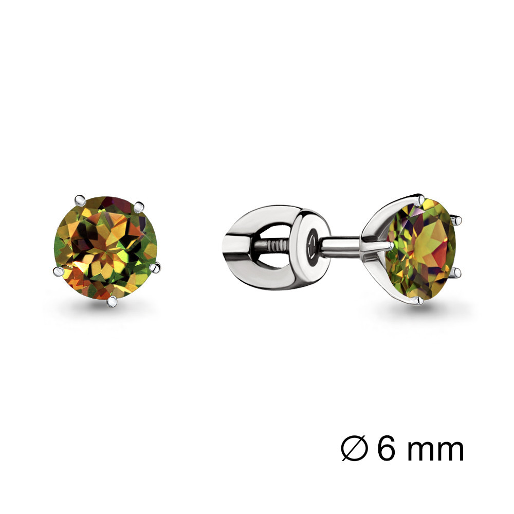 Серьги Aquamarine серебро с родием, султанит, "каратник" 4403819.5