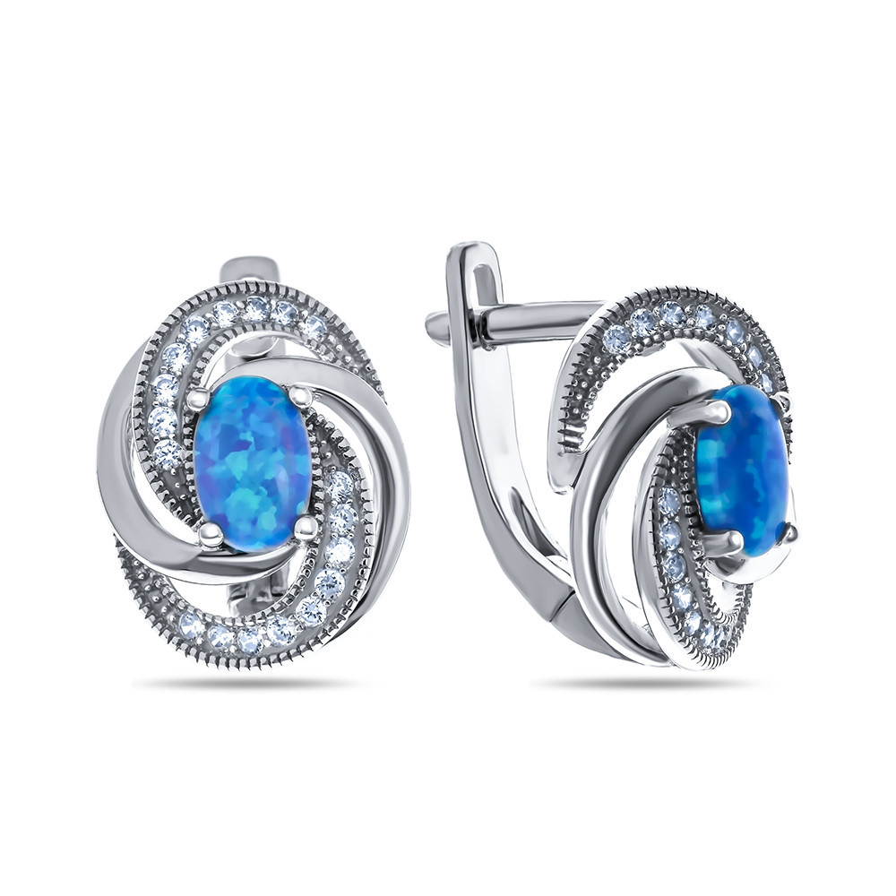 Серьги Teosa серебро с родием, фианит, овал F-OCC00118E-OPB