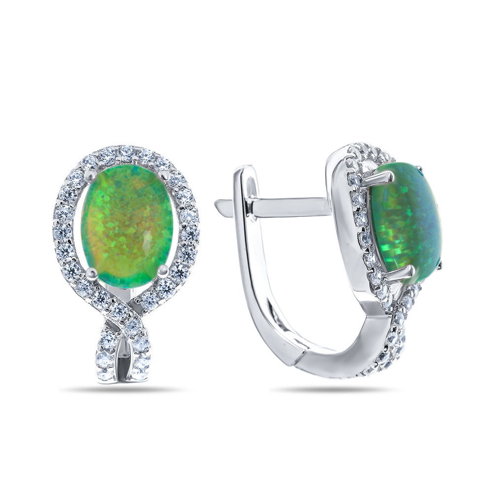 Серьги Teosa серебро с родием, фианит, овал F-OCC00241E-OPG