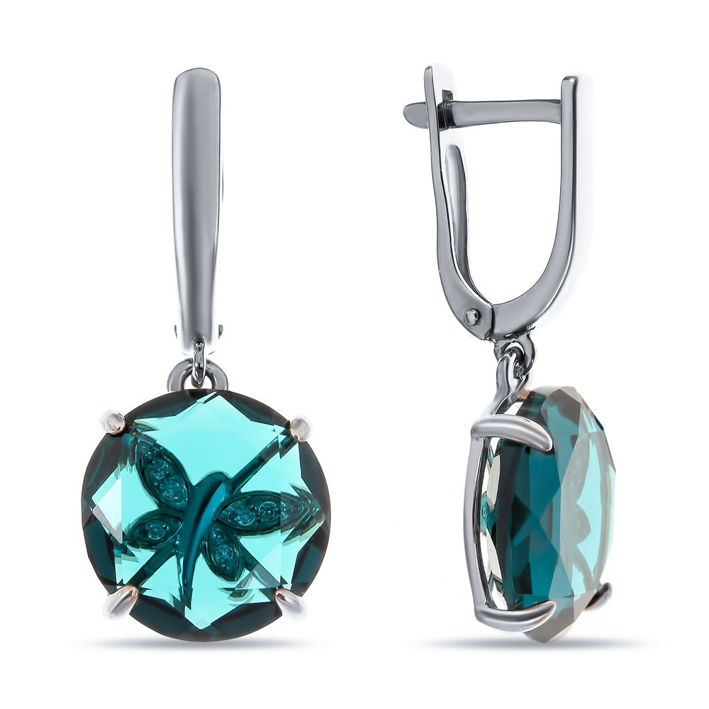 Серьги Teosa серебро с родием, фианит, фауна СГ-24/03272-TL-1