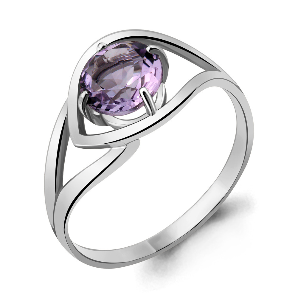 Серебряное кольцо  Аметист Aquamarine 6551204.5 покрыто  родием