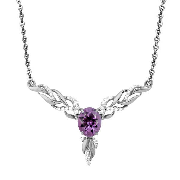 Колье Aquamarine серебро с родием, аметист фианит, "halo" 7354704А.5