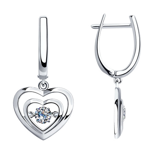 Серьги SOKOLOV серебро с родием, фианит swarovski , love 89020125