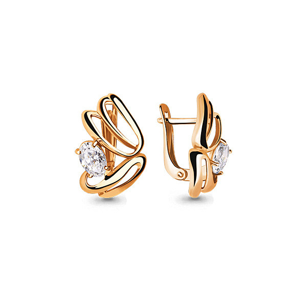 Серьги Aquamarine серебро с позолотой, фианит, бабочка 45996.6