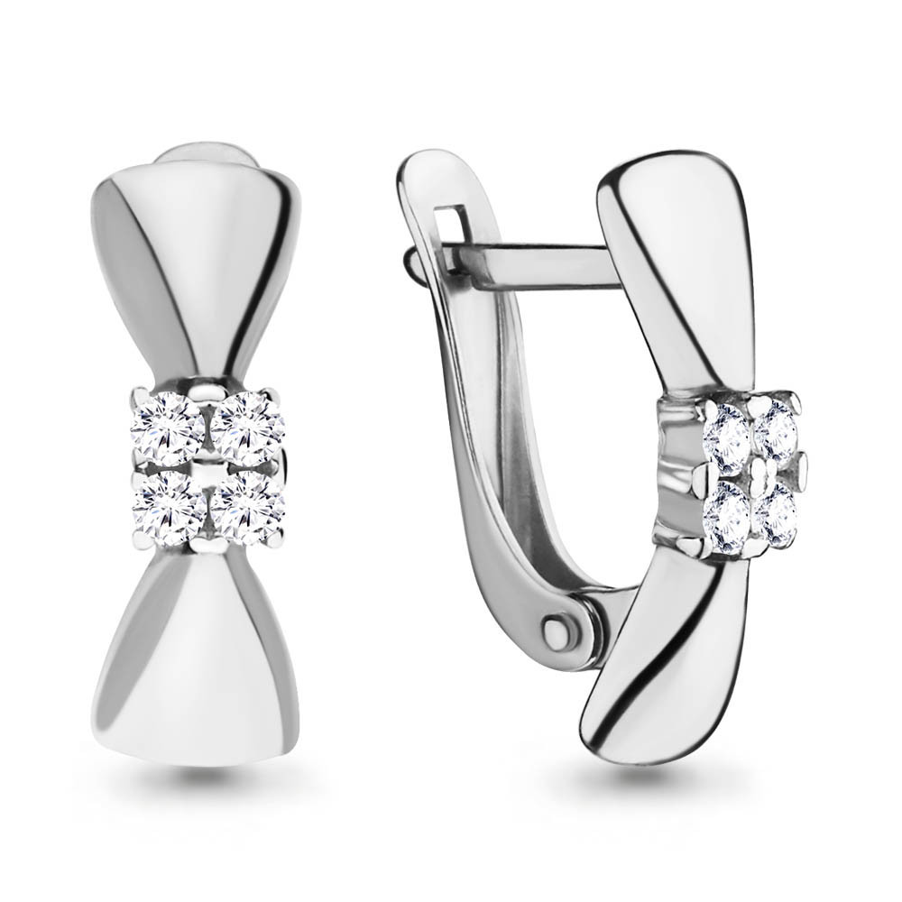 Серьги Aquamarine серебро с родием, фианит, "каратник" 46118А.5