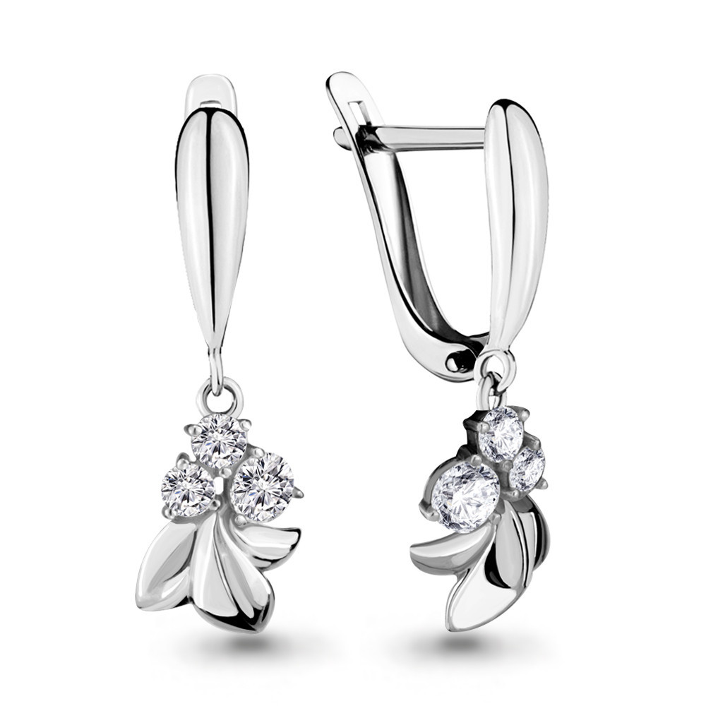 Серьги Aquamarine серебро с родием, фианит, геометрия 46176А.5