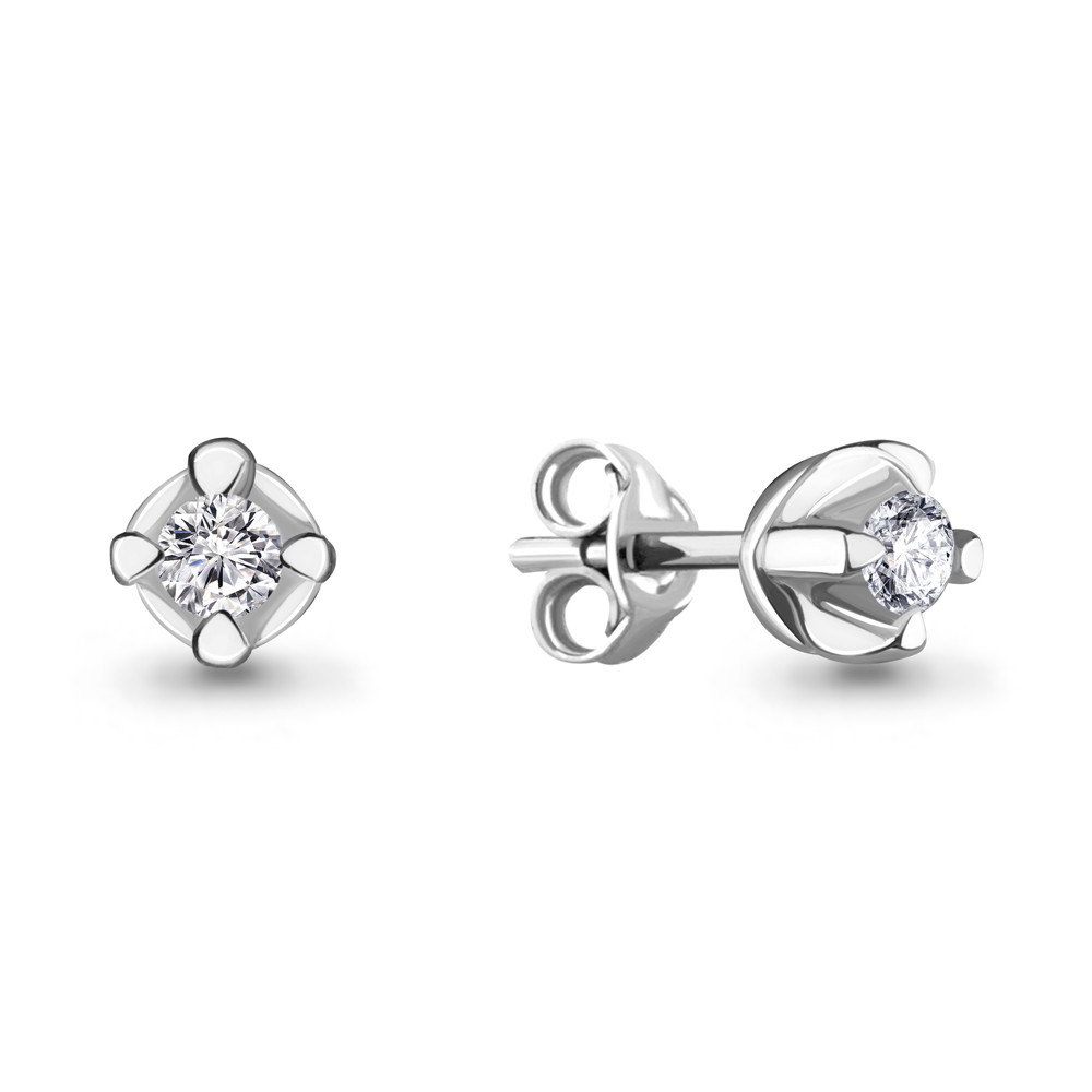 Серьги Aquamarine серебро с родием, фианит, "каратник" 46977А.5