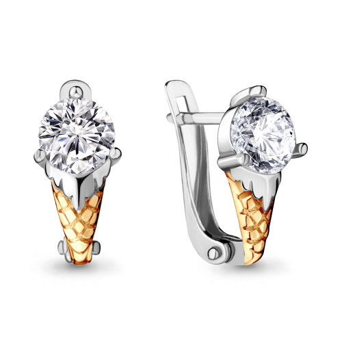 Серьги Aquamarine серебро с родием, фианит, "каратник" 48013А.5