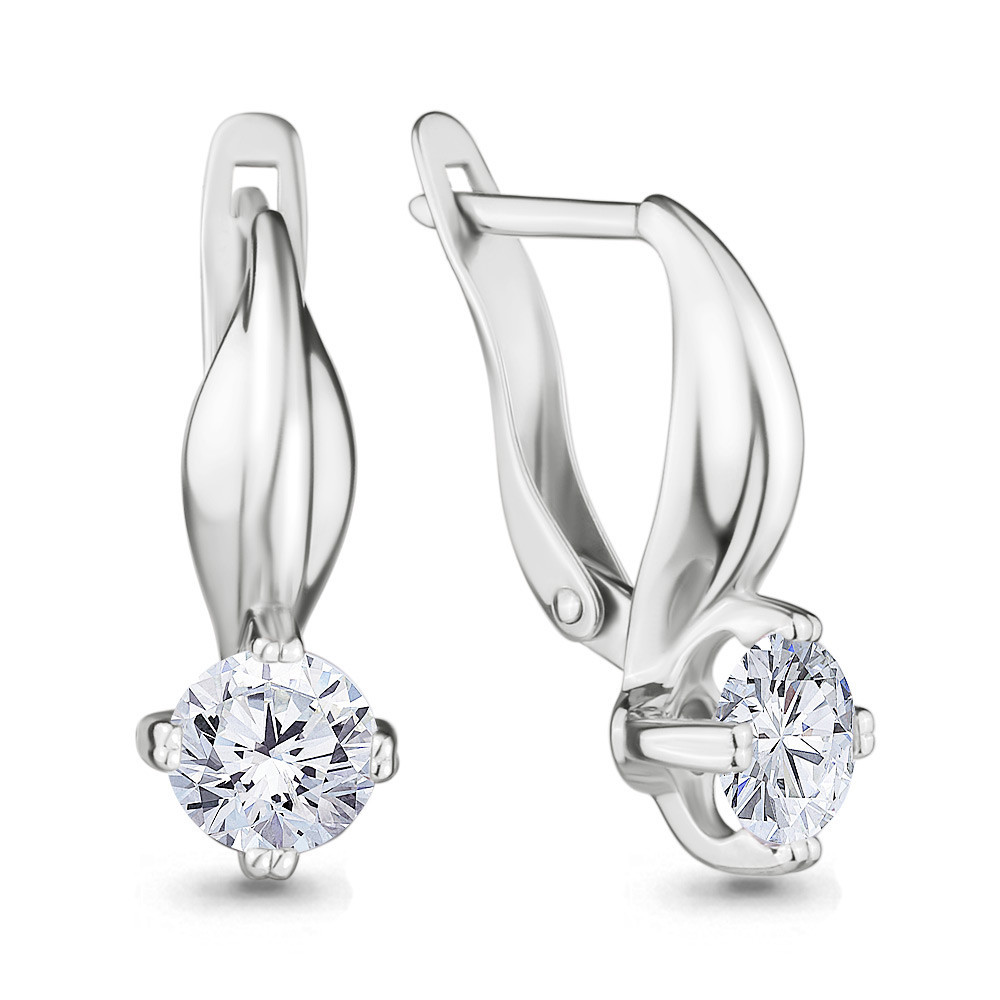 Серьги Aquamarine серебро с родием, фианит сваровски, "каратник" 42077.5