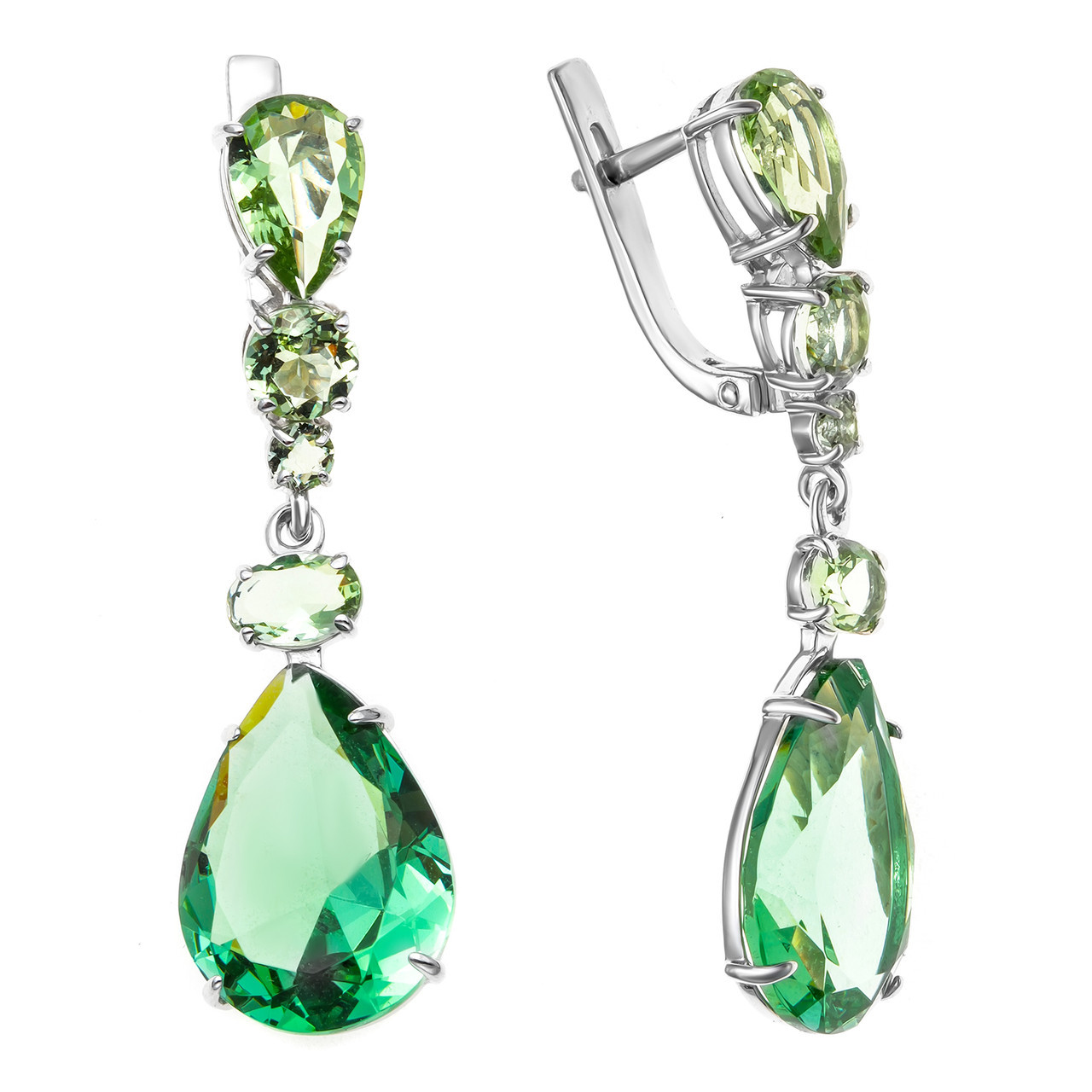 Серьги Teosa серебро с родием, фианит синт., геометрия 200-998-Gam