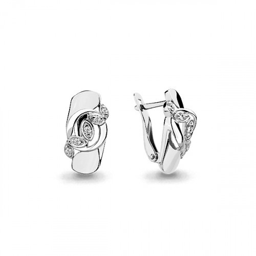 Серьги Aquamarine серебро с родием, фианит, геометрия 45945А.5