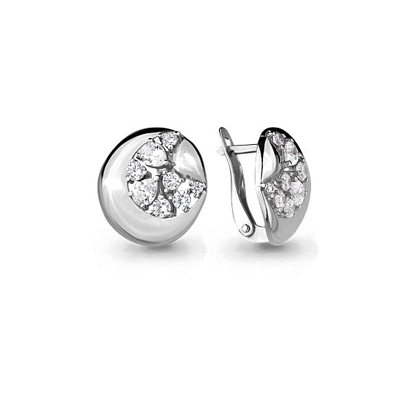 Серьги Aquamarine серебро с родием, фианит, геометрия 45863А.5