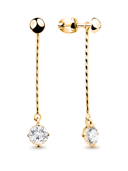 Серьги Aquamarine серебро с позолотой, фианит, "каратник" 46063.6