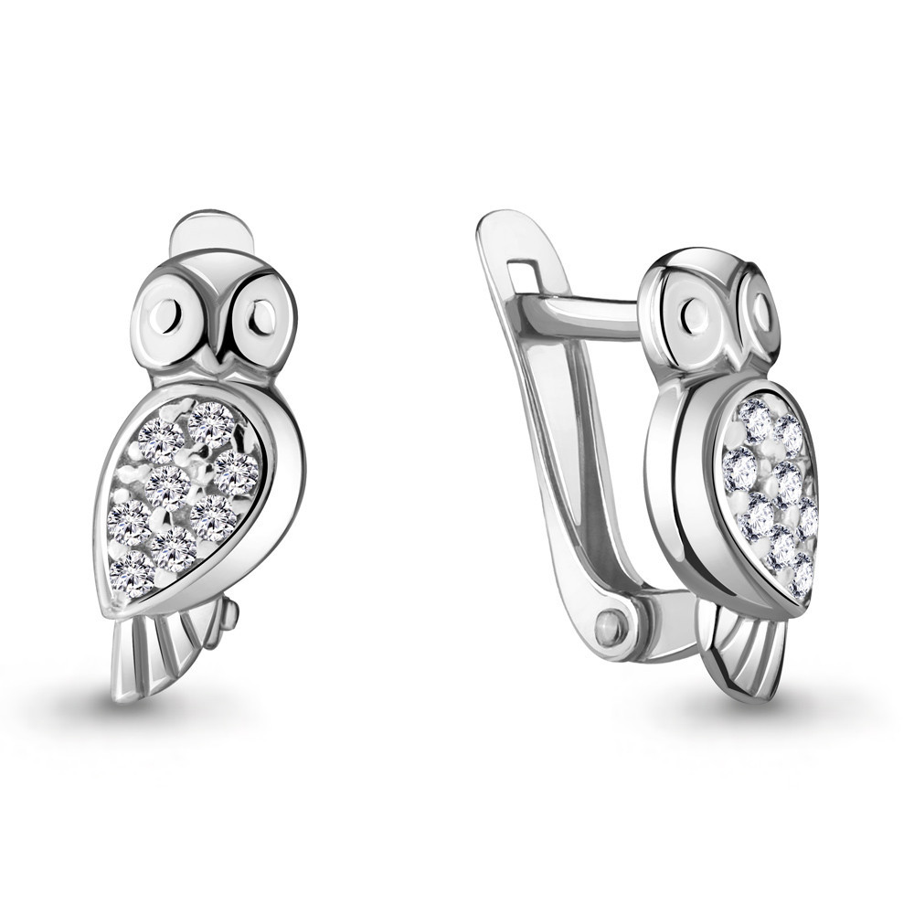 Серьги Aquamarine серебро с родием, фианит, фауна 48012А.5