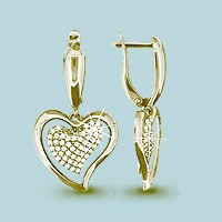 Серьги Aquamarine серебро с позолотой, фианит, фантазия 41306А.6