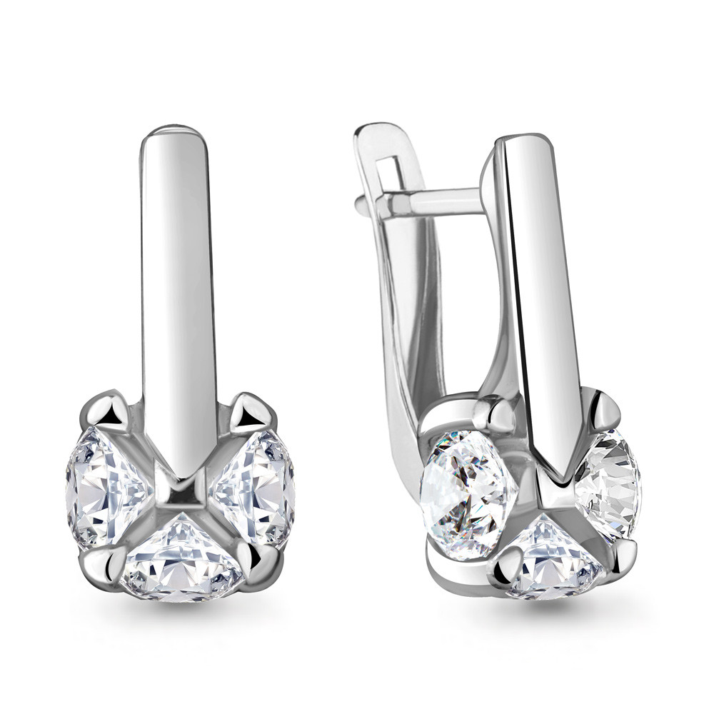 Серьги Aquamarine серебро с родием, фианит, фантазия 48122А.5