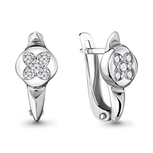 Серьги Aquamarine серебро с родием, фианит, фантазия 48072А.5