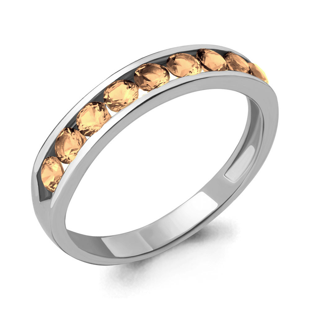 Серебряное кольцо  Фианит Aquamarine 63897Е.5 покрыто  родием