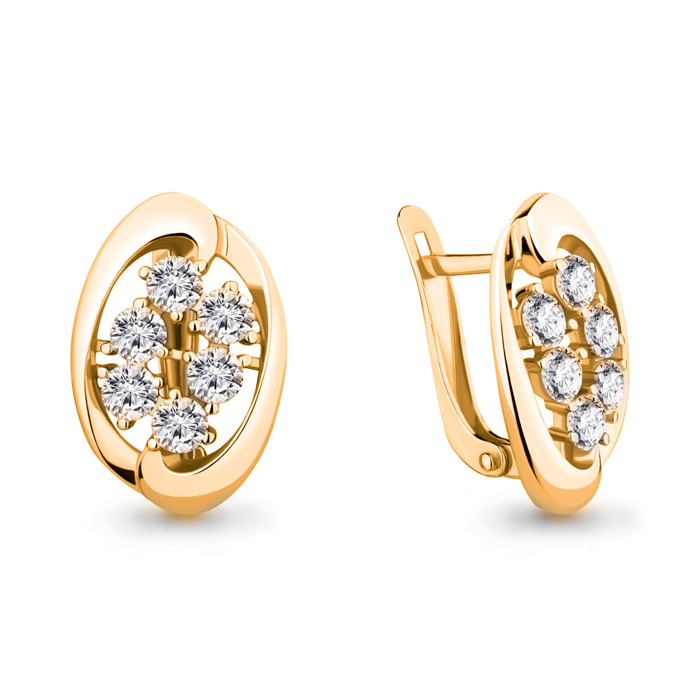 Серьги Aquamarine серебро с позолотой, фианит, фантазия 46895А.6