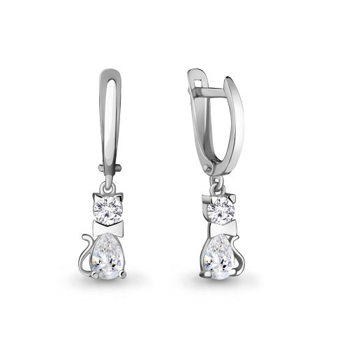 Серьги Aquamarine серебро с родием, фианит 43087.5