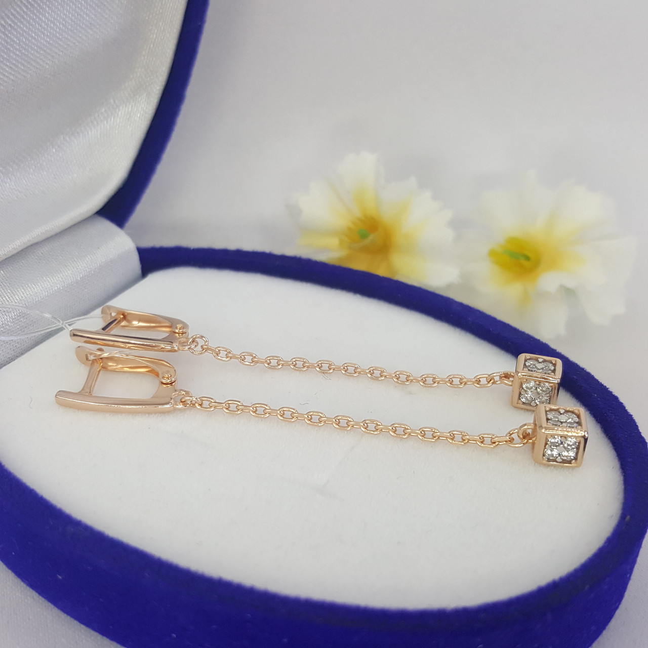 Серьги Aquamarine 48004А.6 серебро с позолотой