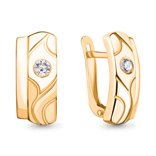 Серьги Aquamarine серебро с позолотой, фианит 48026А.6