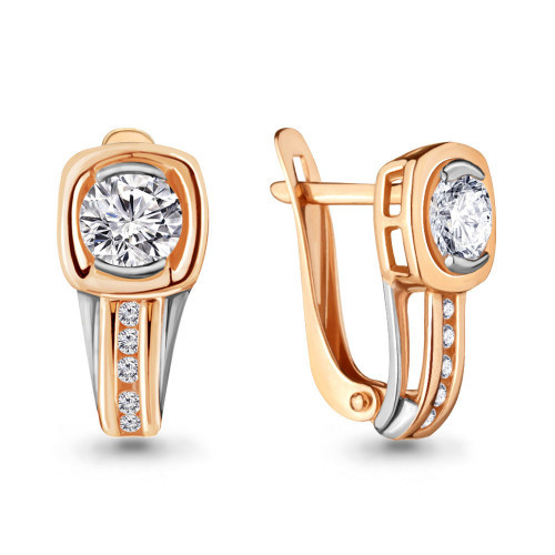 Серьги Aquamarine серебро с позолотой, фианит фианит 43425А.6