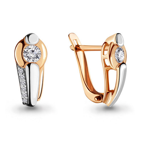 Серьги Aquamarine серебро с позолотой, фианит сваровски 43420А.6