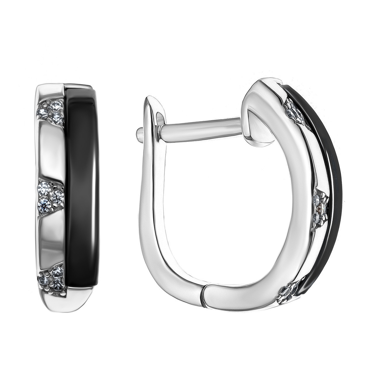 Серьги Teosa серебро с родием, керамика фианит CE-2494-B
