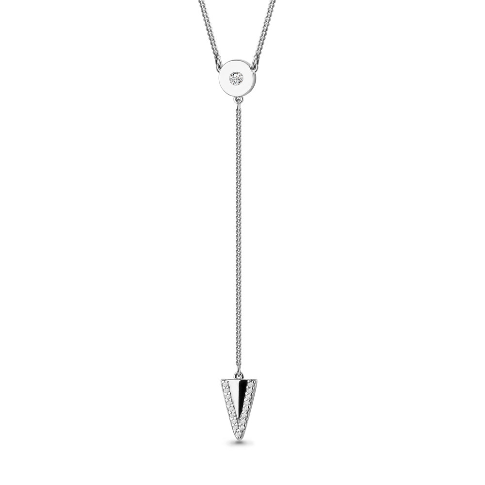 Колье AQUAMARINE серебро с родием, фианит, символы 73562А.5
