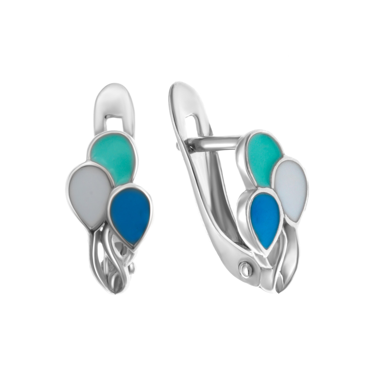 Серьги TEOSA серебро с родием, эмаль, с английским замком, фантазия С608-1154М2