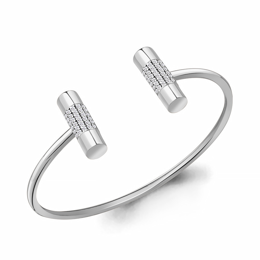 Браслет AQUAMARINE серебро с родием, фианит, многокаменка 74521А.5