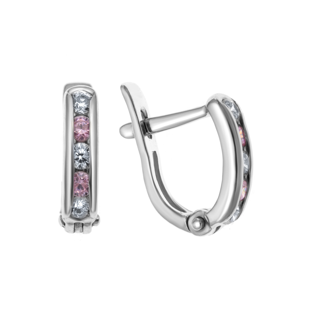 Серьги TEOSA серебро с родием, фианит синт., дорожка 121-004-Р