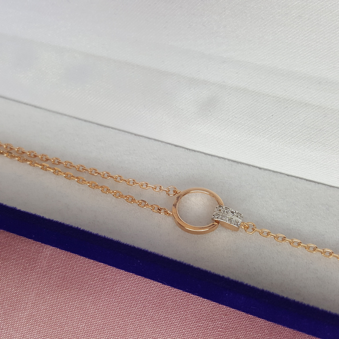 Серебряный браслет классический  Фианит Aquamarine 74586А.6 позолота коллекц. Brave