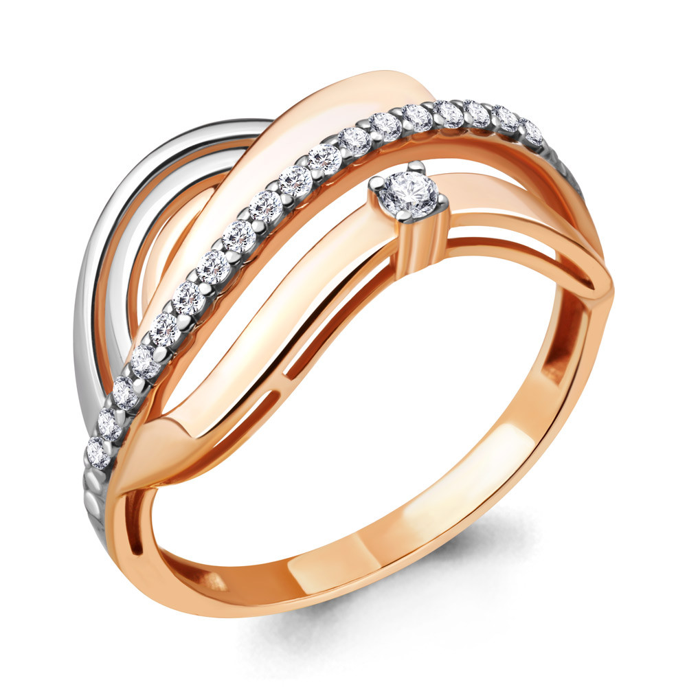 Серебряное кольцо  Фианит Aquamarine 68764А.6 позолота