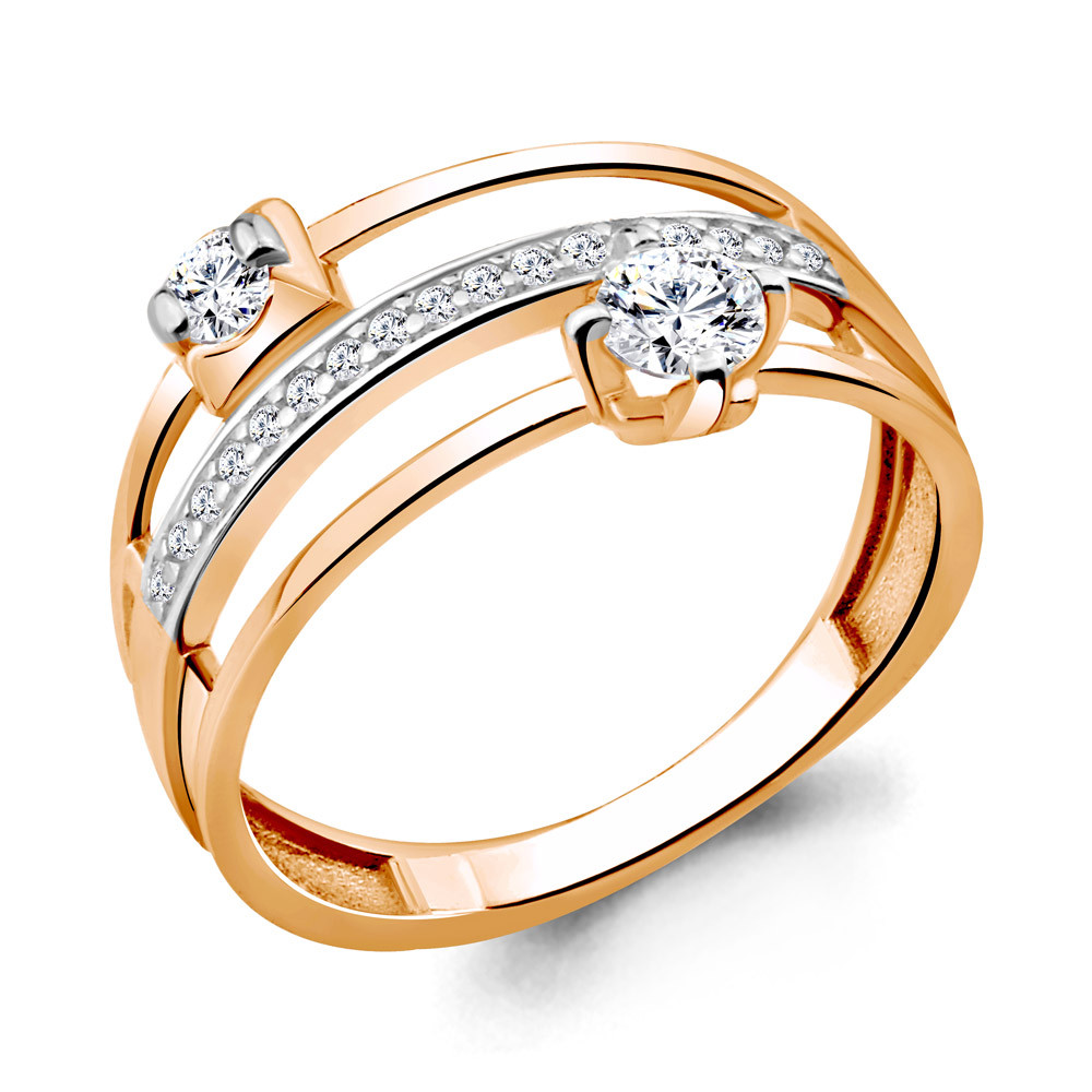 Серебряное кольцо  Фианит Aquamarine 64728А.6 серебро с позолотой