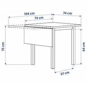 Стол с откидной полой НОРДВИКЕН черный 74/104x74 см  ИКЕА, IKEA, фото 2