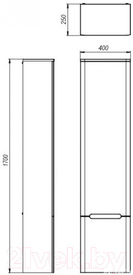 Пенал подвесной ЮВЕНТА Tivoli TvP-190 170*40*25 белый (левый) (DS002-8793) - фото 2 - id-p91794792
