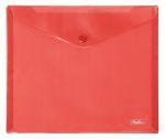 Папка конверт пластиковая на кнопке Hatber А4 180мкм - Красная