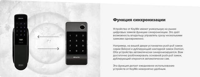 Врезной цифровой биометрический дверной замок KeyWe BEKZOD