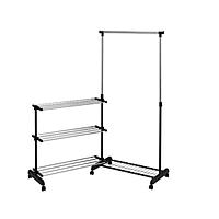 Вешалка для одежды гардеробная с полкой для обуви GC 5052 (черный цвет) лофт