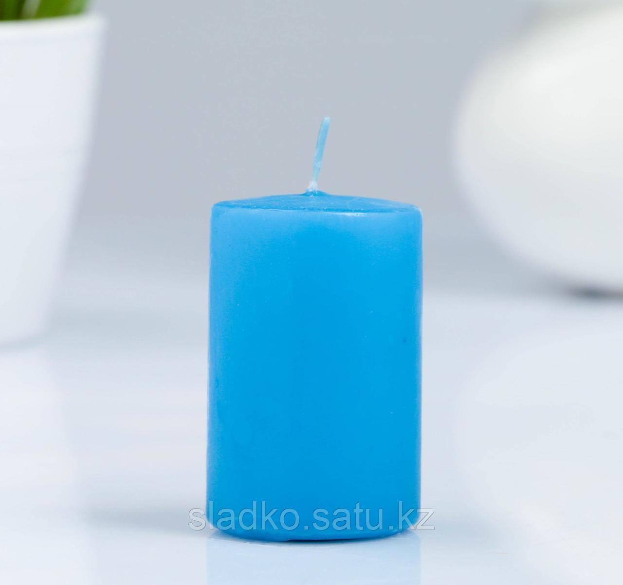 Свеча цилиндр парафиновая цвет Лазурь голубой 4х6 см - фото 1 - id-p91827930