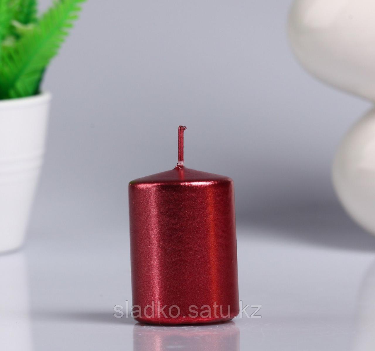 Свеча цилиндр парафиновая цвет Красный металлик 4х6 см - фото 1 - id-p91827933