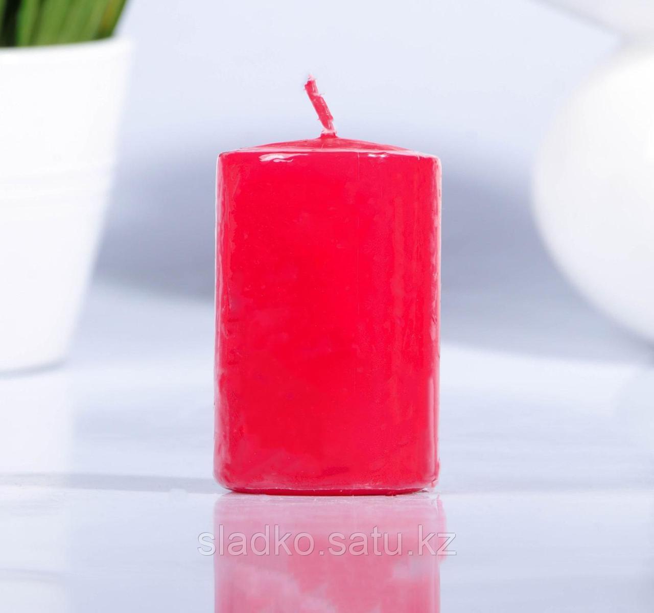 Свеча цилиндр парафиновая цвет Красный 4х6 см - фото 1 - id-p91827935