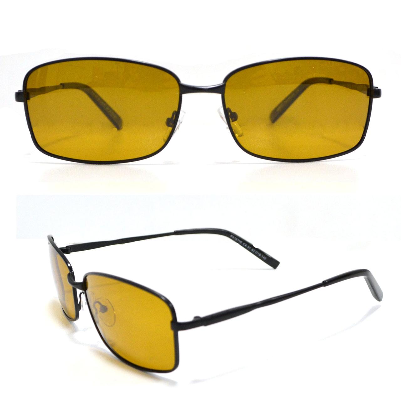 Солнцезащитные поляризационные очки ПОЛАРОИД UV400 тонкая оправа коричневые стекла АВТО PX16116