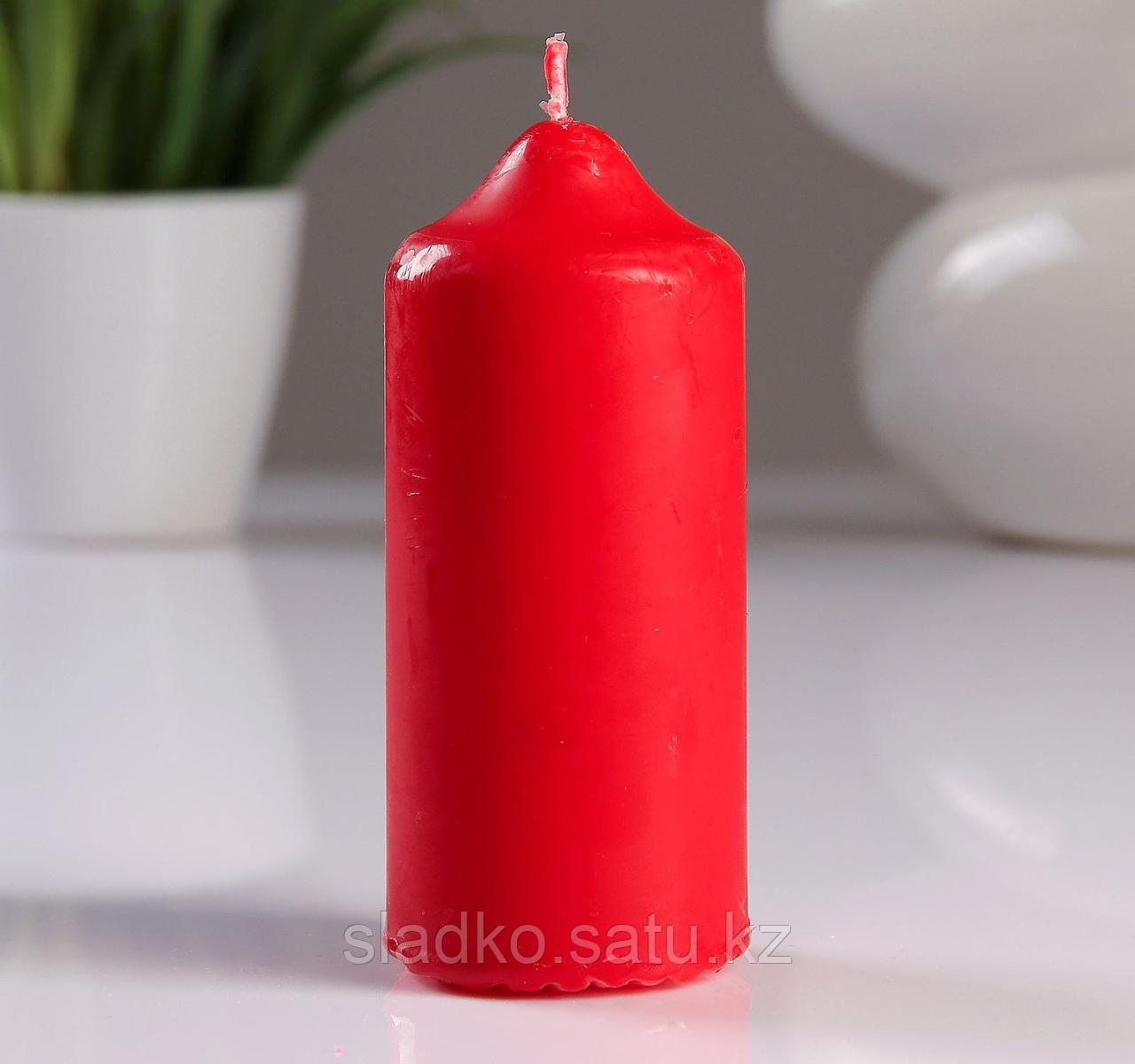 Свеча цилиндр парафиновая цвет Красный 5х12 см - фото 1 - id-p91835109