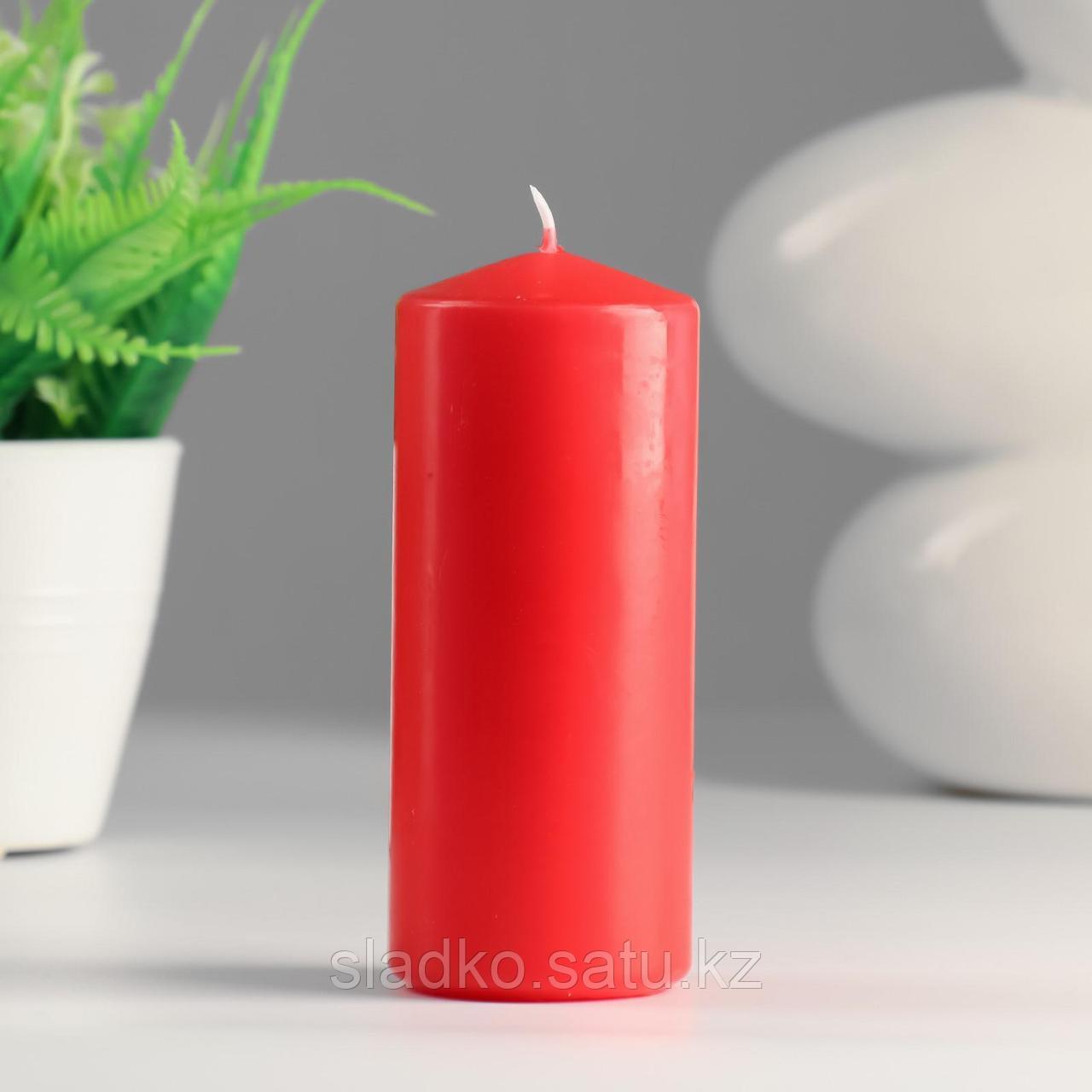 Свеча цилиндр парафиновая цвет Красный классика 5х12 см - фото 1 - id-p91836365